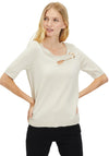 Betty Barclay Keyhole Short Sleeve Sweater, Stone