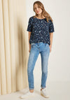 Cecil Floral Print Short Sleeve Top, Navy & Blue