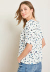 Cecil Floral Print Short Sleeve Top, White & Blue