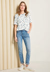 Cecil Floral Print Short Sleeve Top, White & Blue