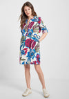 Cecil Floral Print Mini Smock Dress, White & Blue Multi