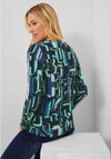 Cecil Letter Print Blouse, Deep Blue Multi