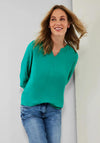 Cecil Notch Neck Blouse, Emerald Green