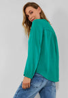 Cecil Notch Neck Blouse, Emerald Green