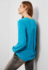 Cecil Notch Neck Blouse, Club Blue