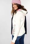 Cecil Leaf & Text Print Hoodie, Vanilla White