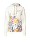 Cecil Leaf & Text Print Hoodie, Vanilla White