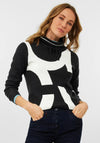 Cecil Large Letter Print Jumper, Black & White