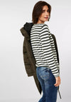 Cecil Striped Knit Sweater, Khaki & White