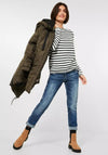 Cecil Striped Knit Sweater, Khaki & White