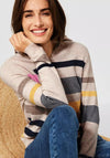 Cecil Cosy Stripe Front Sweater, Beige Melange Multi