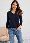 Cecil V Neck Sweater, Deep Blue