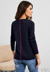 Cecil V Neck Sweater, Deep Blue