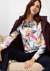 Cecil Leaf Print Cowl Neck Sweatshirt, White Multi