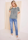 Cecil Striped Short Sleeve Hoodie, Deep Blue