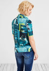 Cecil Cowl Neck Print Top, Teal Multi