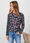 Cecil Floral Mix Print Top, Deep Blue Multi