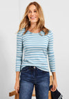 Cecil Striped Long Sleeve T-Shirt, Faded Blue