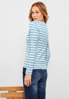 Cecil Striped Long Sleeve T-Shirt, Faded Blue