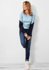 Cecil Striped Long Sleeve T-Shirt, Faded Blue