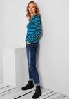 Cecil Striped Long Sleeve T-Shirt, Club Blue