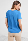 Cecil Rounded V Neck T-Shirt, Marina Blue