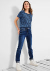 Cecil Floral Print T-Shirt, Deep Blue