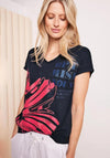 Cecil Word Print V Neck T-Shirt, Deep Blue