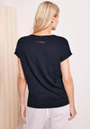 Cecil Word Print V Neck T-Shirt, Deep Blue