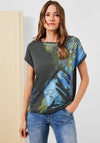 Cecil Boat Neck Printed T-Shirt, Khaki