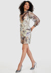 Closet London Print Tie Neck Dress, Gold Multi