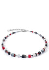 Coeur De Lion Iconic Precious Geocube Necklace, Silver & Red