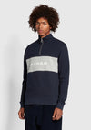 Farah Oxford Organic Cotton Quarter Zip Sweatshirt, True Navy