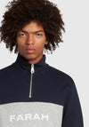 Farah Oxford Organic Cotton Quarter Zip Sweatshirt, True Navy