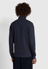 Farah Oxford Organic Cotton Quarter Zip Sweatshirt, True Navy