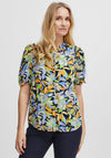 Fransa Leaf Print Short Sleeve Blouse, Multi