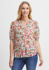 Fransa Notch Neck Floral Blouse, White Multi