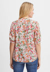 Fransa Notch Neck Floral Blouse, White Multi