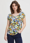 Fransa Leaf Print Short Sleeve T-Shirt, Multi