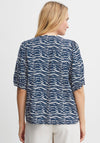 Fransa Tiger Print Pattern Top, Navy