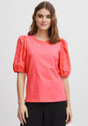 Fransa Mae Puff Sleeve T-Shirt, Hot Pink