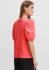 Fransa Mae Puff Sleeve T-Shirt, Hot Pink