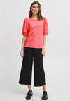 Fransa Mae Puff Sleeve T-Shirt, Hot Pink