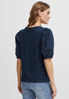 Fransa Mae Puff Sleeve T-Shirt, Navy