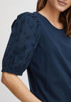 Fransa Mae Puff Sleeve T-Shirt, Navy