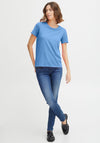 Fransa Round Neck T-Shirt, Powder Blue