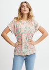 Fransa Floral Round Neck T-Shirt, White Multi