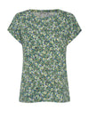 Fransa Floral Round Neck T-Shirt, Green Multi