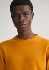 Gant Classic Cotton Crew Neck Sweater, Dark Mustard Orange