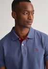 Gant Contrast Pique Collar Polo Shirt, Dark Jeans Blue Melange